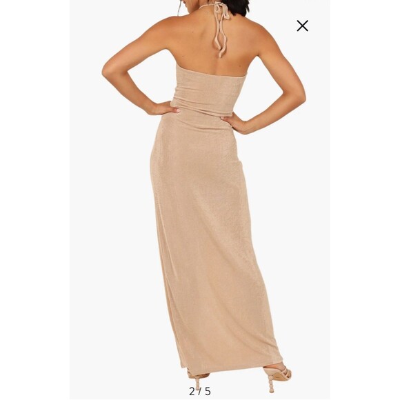 Petal And Pup Stunning Scarlett Halter Long Dress In Gold Cut Out Size 6 NWOT - Picture 2 of 13